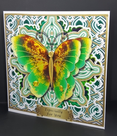 Courageous Butterfly 8x8in Card Front by Diane  Vermeer