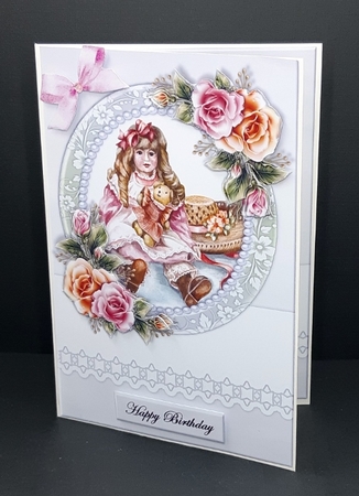 Antique Doll A5   & Pink RosesMini Kit by Diane  Vermeer