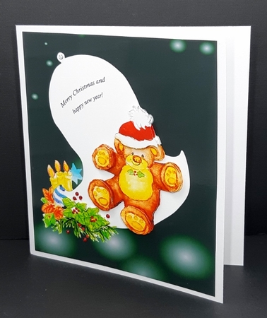 Christmas bell and happy bear by Diane  Vermeer