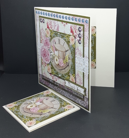 6 x 6 Card Front with Toppers and Sentiment Toppers Vintage/Steampunk Green/Pink by Diane  Vermeer
