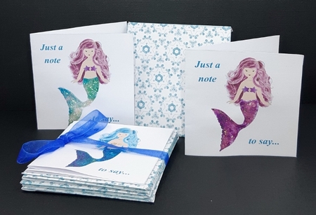 Mermaids 3 x 3 Inch Square Mini Note Cards and Envelope Set by Diane  Vermeer