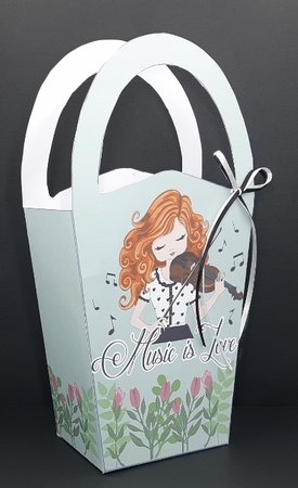 LARGE ROUND TOP GIFT BAG - VIOLIN MUSIC by Diane  Vermeer
