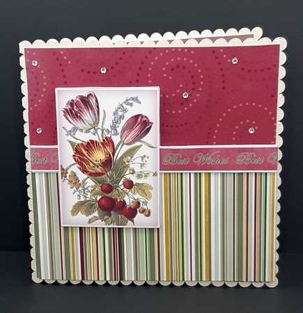 Strawberry Tulips Best Wishes 6inch Split Decoupage Topper by Diane  Vermeer
