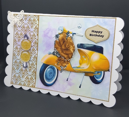 Scooter with yellow roses by Diane  Vermeer