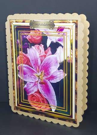 Pink Lilies & Roses Pyramid Card Front by Diane  Vermeer