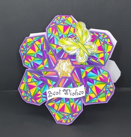 Happy Flower With Butterfly Cut & Fold Flower Shaped Card by Diane  Vermeer
