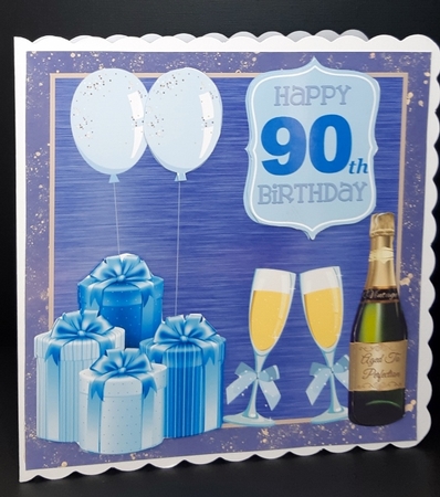 Blue Age 90 Birthday card front by Diane  Vermeer