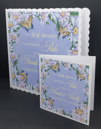 3 Butterfly and daisy 90th Birthday card fronts/toppers by Diane  Vermeer