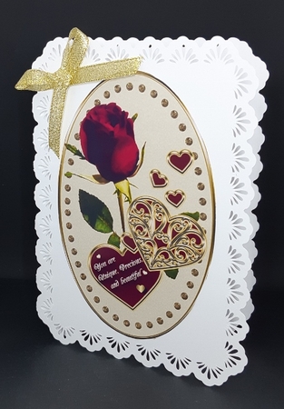 You are Unique, Precious and Beautiful Oval Topper With Red Rose & Hearts and Blank Insert by Diane  Vermeer