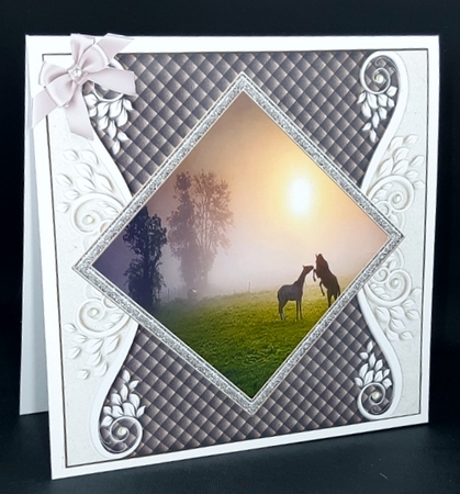 JUST ADD GLUE GENERIC UNIVERSAL 6x6 CONCEPT CARD HORSES AT DAWN by Diane  Vermeer