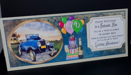 Age 50-90 Vintage car Birthday card front 4 by Diane  Vermeer