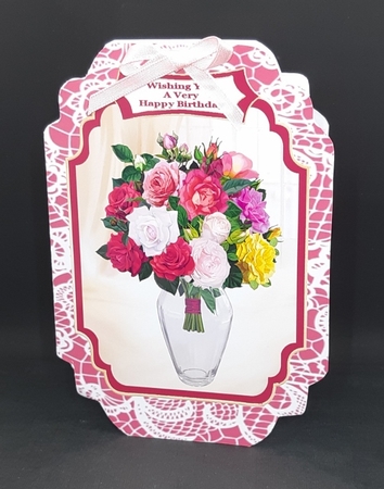 A Beautiful Vase Of Roses - Cut And Fold Card by Diane  Vermeer