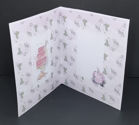 5 x 5 Card Insert Pink Glitter Cake on Shabby Pink Floral Background by Diane  Vermeer