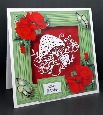 Fairytale Faux Paper Cut - Toadstool 8x8 by Diane  Vermeer