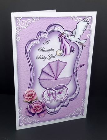 Baby Girl 1 - A5 card front with decoupage by Diane  Vermeer
