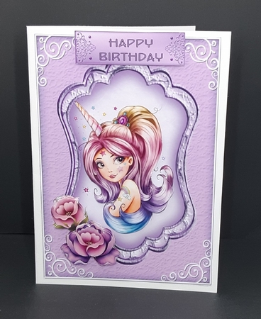 Unicorn Princess - 7x5 inch card front with decoupage by Diane  Vermeer