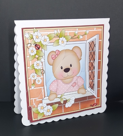 Fan Pyramage Topper - Through the Window - Livvy Bear   by Diane  Vermeer
