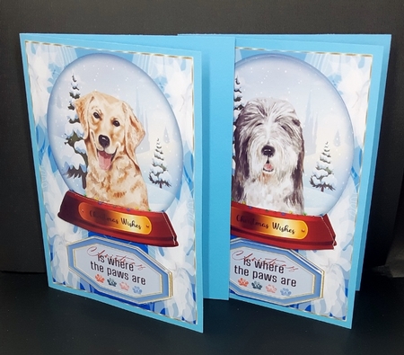 2 Blue snow globe dog card fronts 3 by Diane  Vermeer
