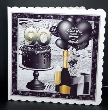 Black and white 90th Birthday card front by Diane  Vermeer