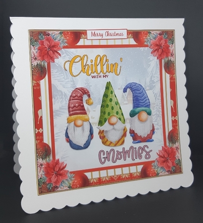 Christmas Chillin Gnomies 7x7ins Topper  by Diane  Vermeer