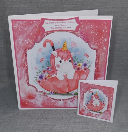 Unicorn In An Umbrella  7x7 by Diane  Vermeer