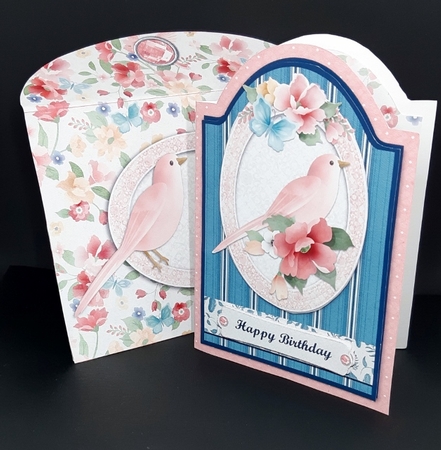 Rose Finch Round Topped Decoupage Card with Envelope, Inserts and 22 Sentiments by Diane  Vermeer