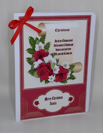 A5 festive scroll card front (Auntie). by Diane  Vermeer