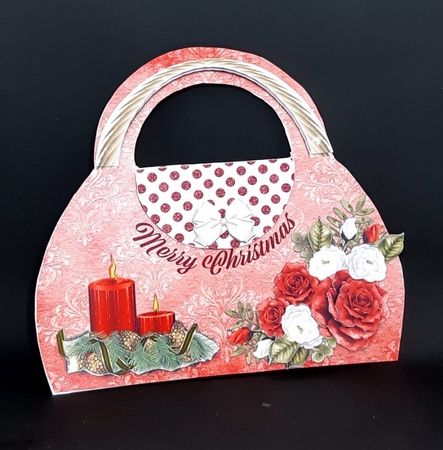 Merry Christmas Red Roses Handbag Shaped Card by Diane  Vermeer