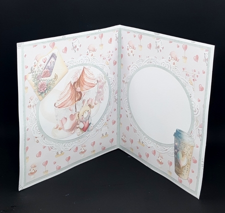 Sweet Valentines 12: Ice Cream Desserts/Latte 5 x 5 Card Insert with Pink Hearts & Cupcakes Background by Diane  Vermeer