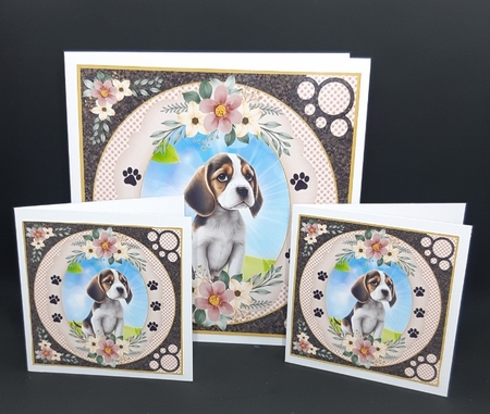 3 Floral puppy card fronts/toppers 5 by Diane  Vermeer