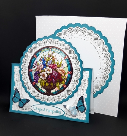 Stained Glass Spring Flowers In A Vase All Occasions 7 x 7 Shaped Card by Diane  Vermeer