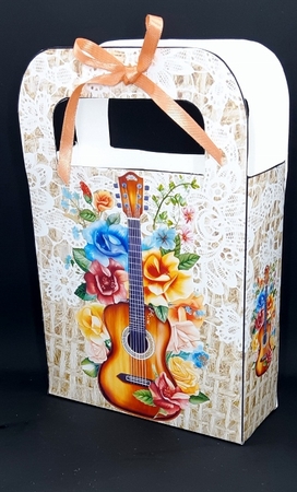 Lovely Lace Burlap Gift Bag With Guitar And Roses(one) by Diane  Vermeer