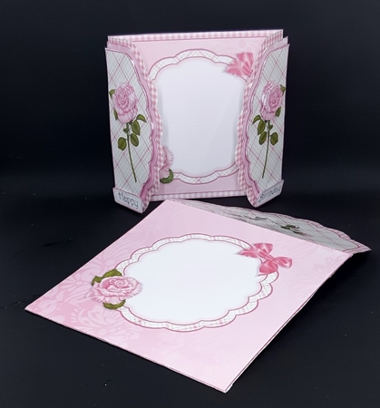 Pink Roses Scalloped Gatefold Card by Diane  Vermeer