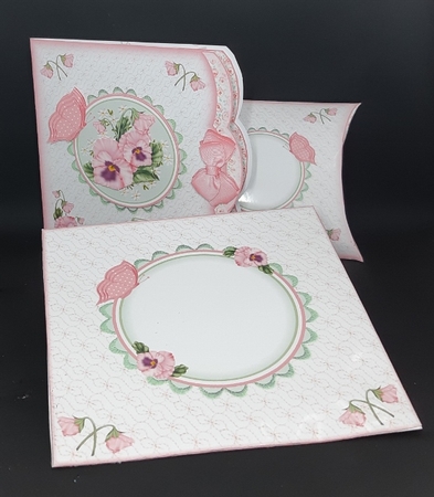 Pink Pansies Double Edge Effect Card & Pillow Box  by Diane  Vermeer