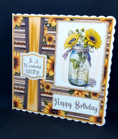 Sunflowers in jar card front 3 by Diane  Vermeer