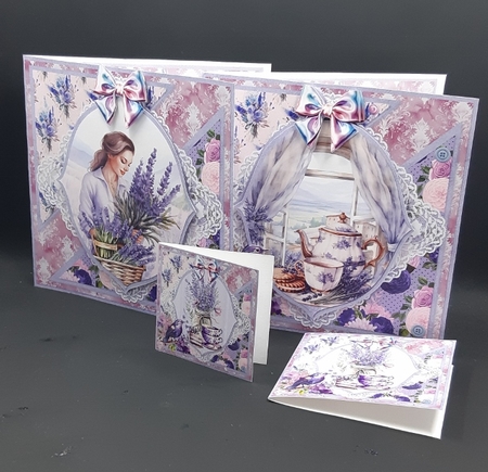 Lavender Summer 10: Lavender Bouquet 5.5 x 5.5 Cut & Fold Card Mini Kit, 8 Sheets by Diane  Vermeer