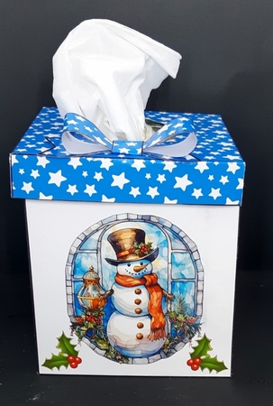 Tissue box cover Stained glass Snowmen by Diane  Vermeer