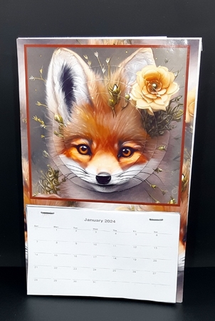 2024 Calendar - Red Fox with Flower by Diane  Vermeer