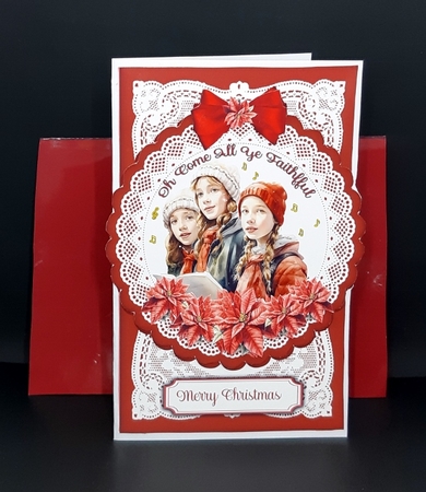 Carol Singers 7 x 5 Lace Doily Card by Diane  Vermeer
