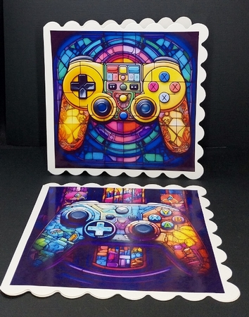 Stained Glass Game Controller Card Toppers by Diane  Vermeer