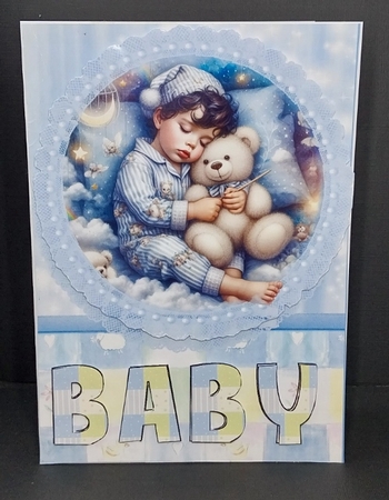 Sleeping Baby Boy on a Cloud Card Front and Topper by Diane  Vermeer