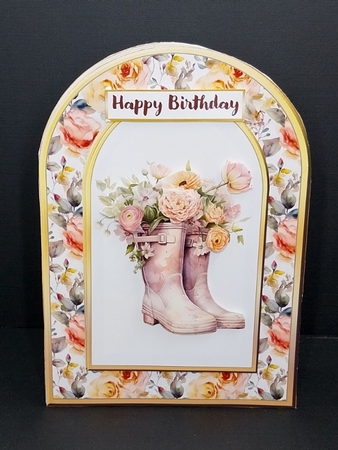 Floral Welly Boots Gold Arch 5 x 7 by Diane  Vermeer