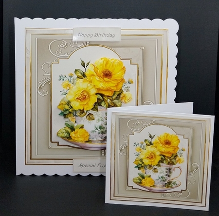 Vintage yellow rose 7x7, sentiment tiles, insert and toppers, decoupage by Diane  Vermeer