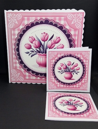 3 Pink tulips card fronts/toppers 5 by Diane  Vermeer