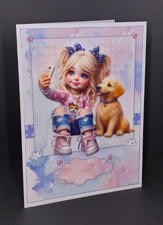 Selfie With My Puppy A5 Topper and Decoupage by Diane  Vermeer