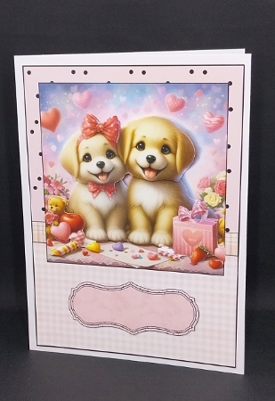 Puppies in Love A5 Card Front and Decoupage by Diane  Vermeer