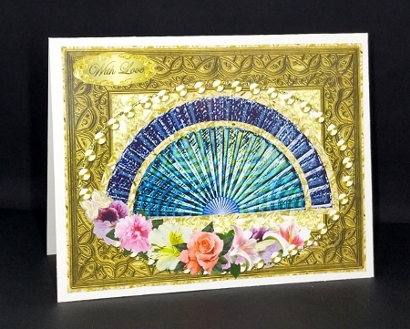Fan with Flowers and Butterfly Card Front and Blank Insert 8 by Diane  Vermeer