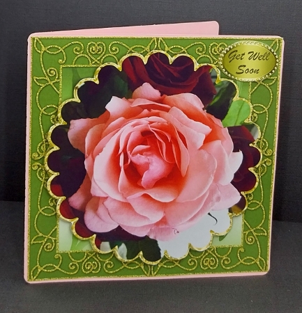Pink Rose Square Topper or Card Front by Diane  Vermeer