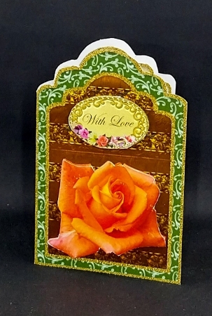Tag Shaped Cut & Fold Quick Card With Rose and Insert by Diane  Vermeer