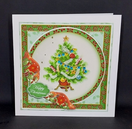Christmas Tree Happy Christmas 6inch Circle Decoupage Topper by Diane  Vermeer